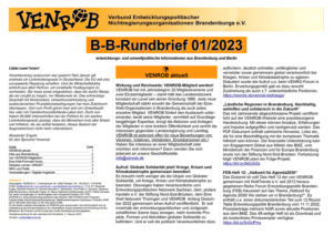 VENROB B-B-Rundbrief Januar 2023 | Entwicklungs- und umweltpolitische Informationen aus Brandenburg und Berlin