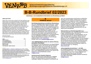 VENROB B-B-Rundbrief Februar 2023 | Entwicklungs- und umweltpolitische Informationen aus Brandenburg und Berlin