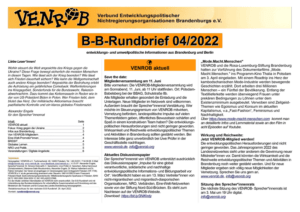 B-B-Rundbrief April 2022 | Entwicklungs- und umweltpolitische Informationen aus Brandenburg und Berlin