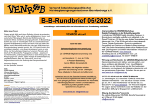 B-B-Rundbrief Mai 2022 | Entwicklungs- und umweltpolitische Informationen aus Brandenburg und Berlin