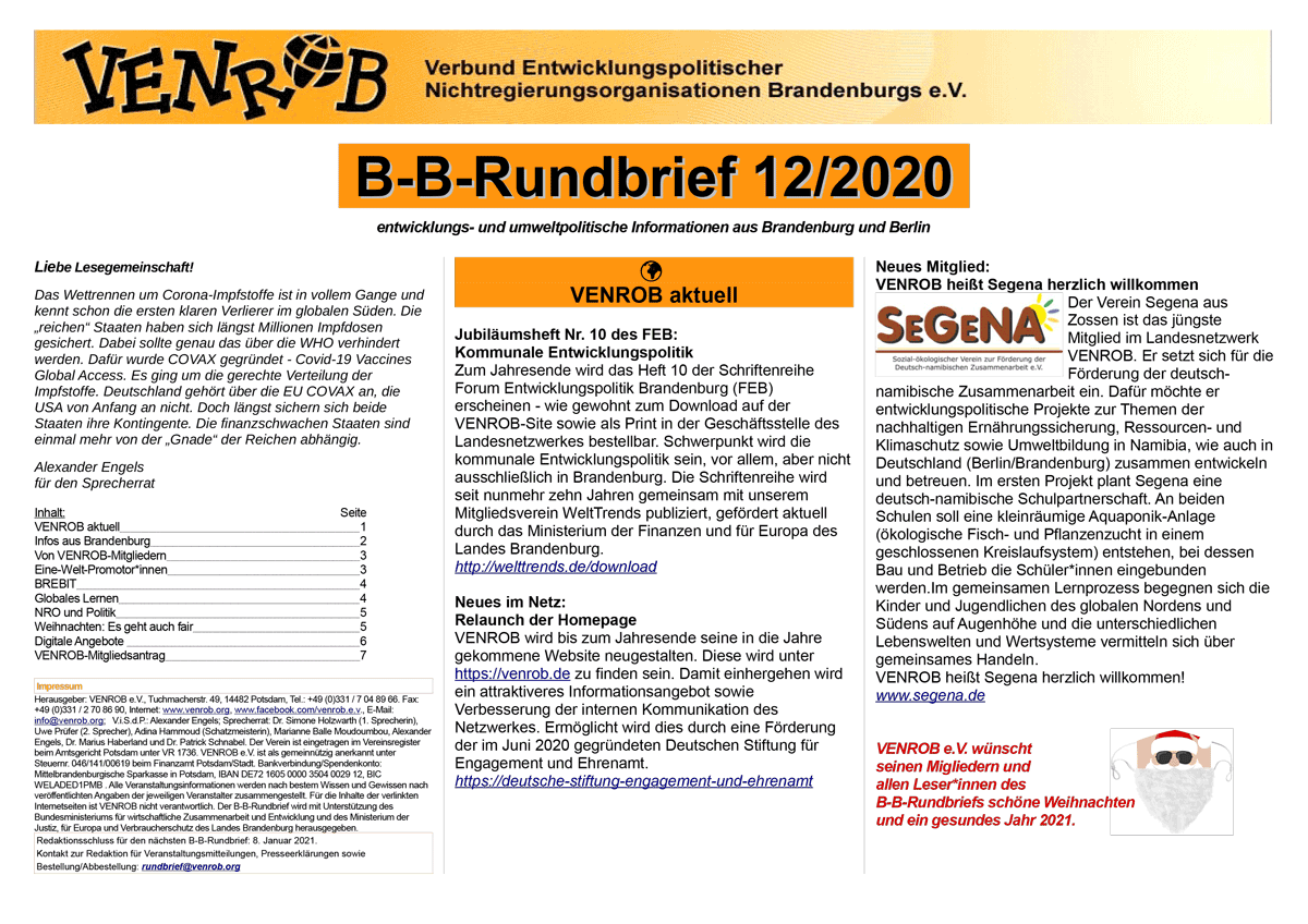 B-B-Rundbrief 12-2020 | entwicklungs- und umweltpolitische Informationen aus Brandenburg und Berlin