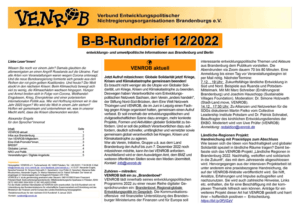 B-B-Rundbrief Dezember 2022 | Entwicklungs- und umweltpolitische Informationen aus Brandenburg und Berlin