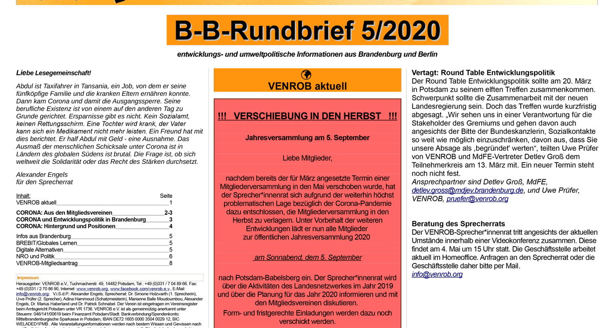 B‑B-Rundbrief 5/​2020