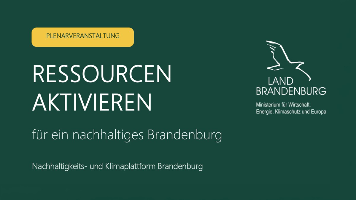 Teilnehmende im Gespräch bei der Plenarveranstaltung für ein nachhaltiges Brandenburg